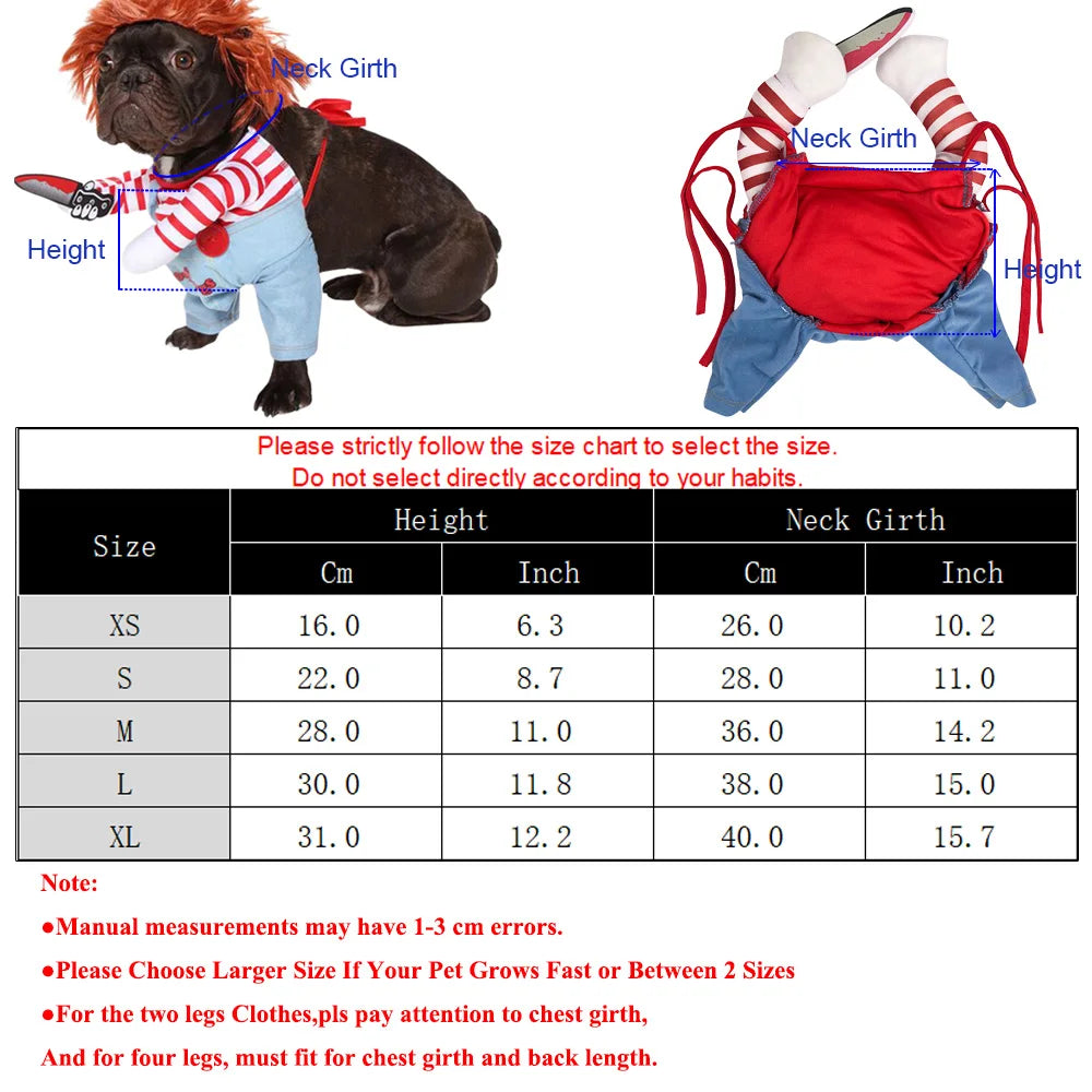Funny Halloween Clothes Chucky for Cats