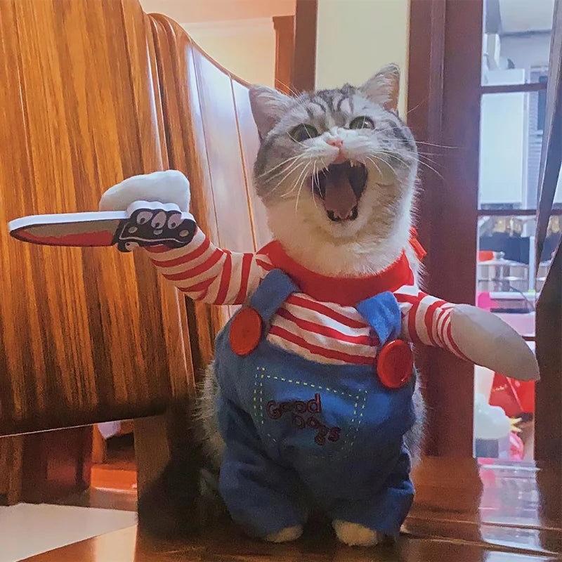 Funny Halloween Clothes Chucky for Cats