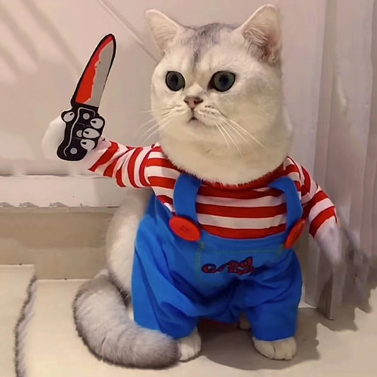 Funny Halloween Clothes Chucky for Cats